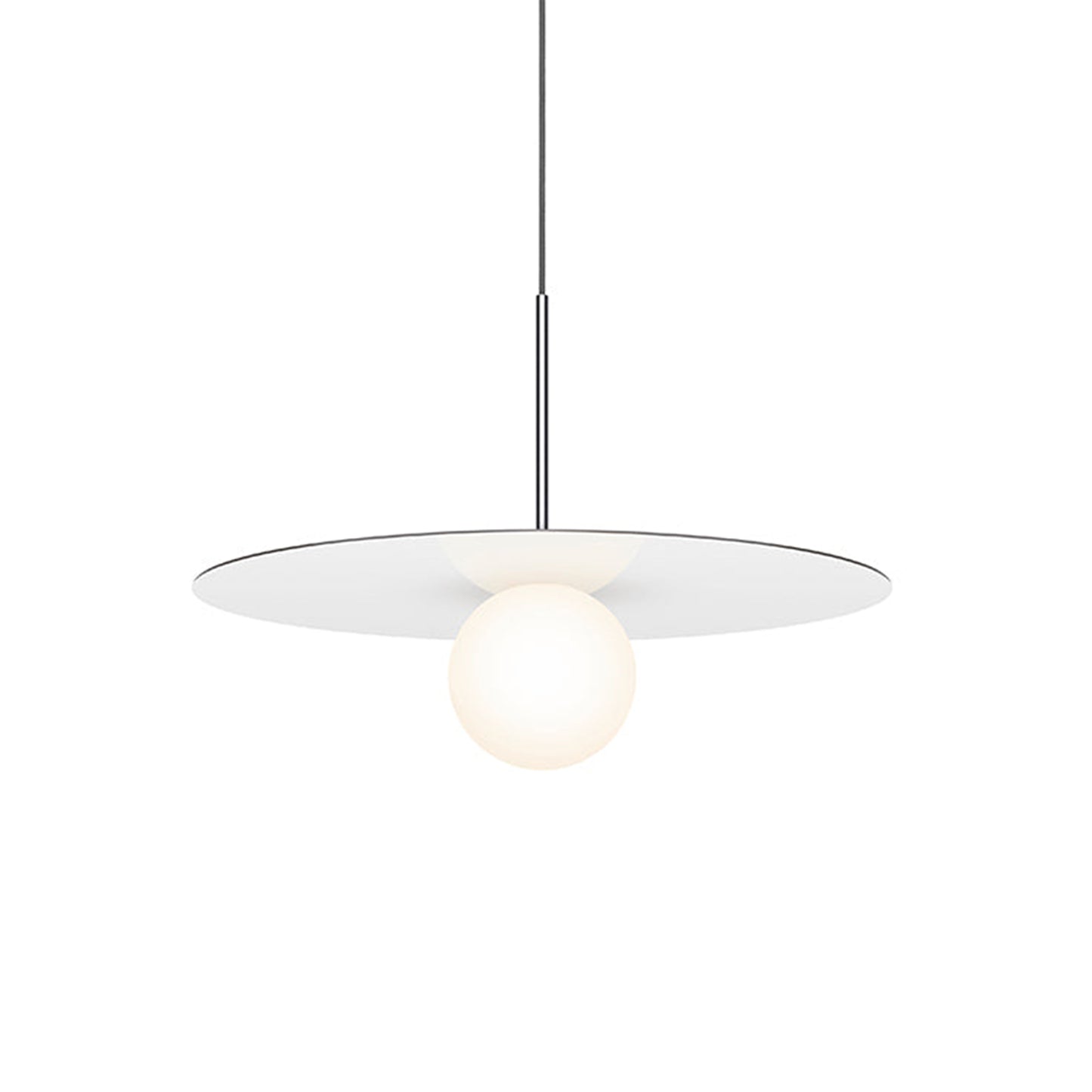 Bola LED Disc Pendant Light in Gloss White / Chrome (Large).