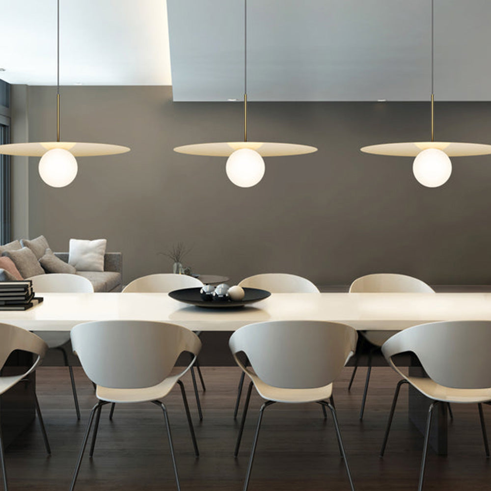 Bola LED Disc Pendant Light in living room.