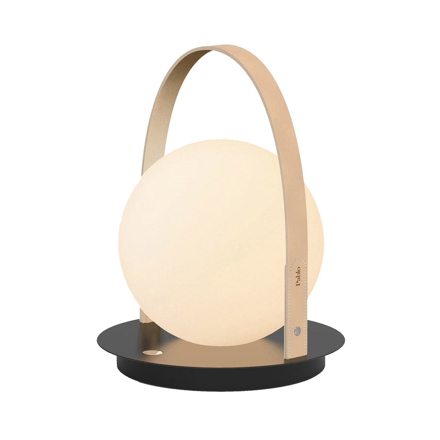 Bola Outdoor LED Lantern in Matte Black/Tan.