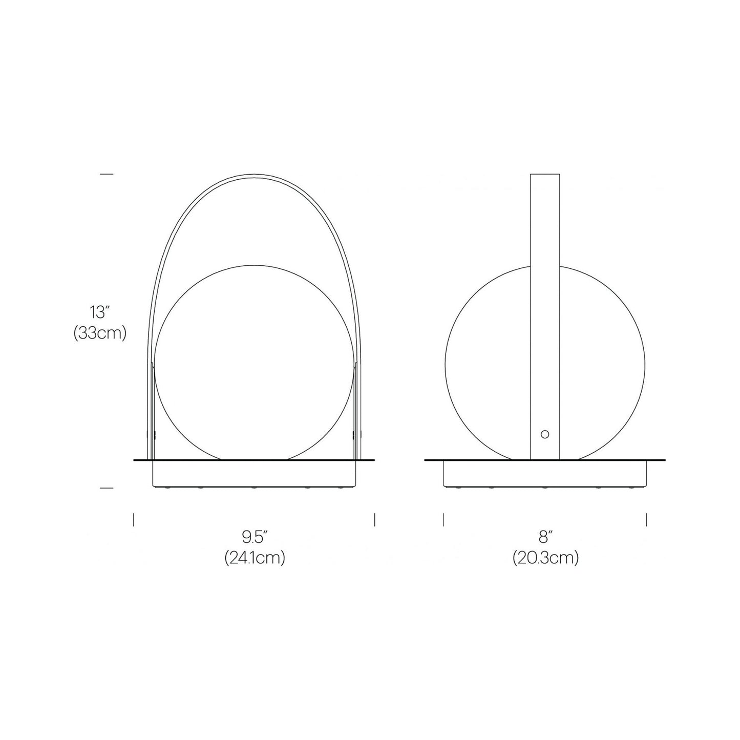 Bola Outdoor LED Lantern - line drawing.