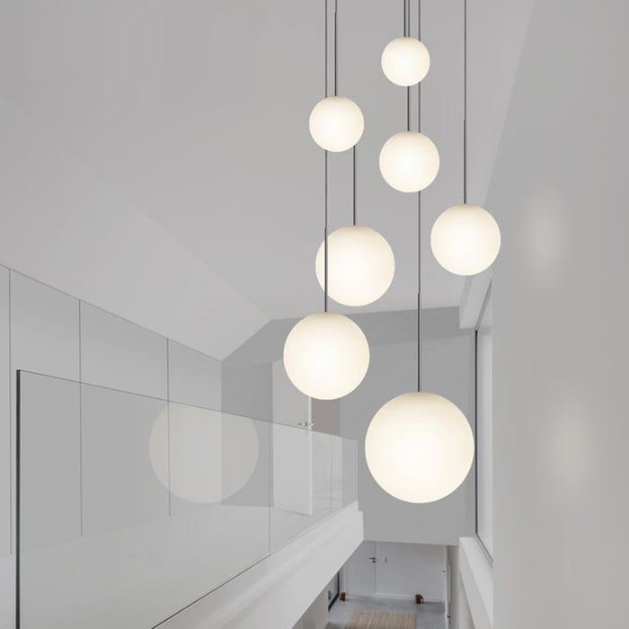 Bola Sphere LED Pendant Light in stairs.