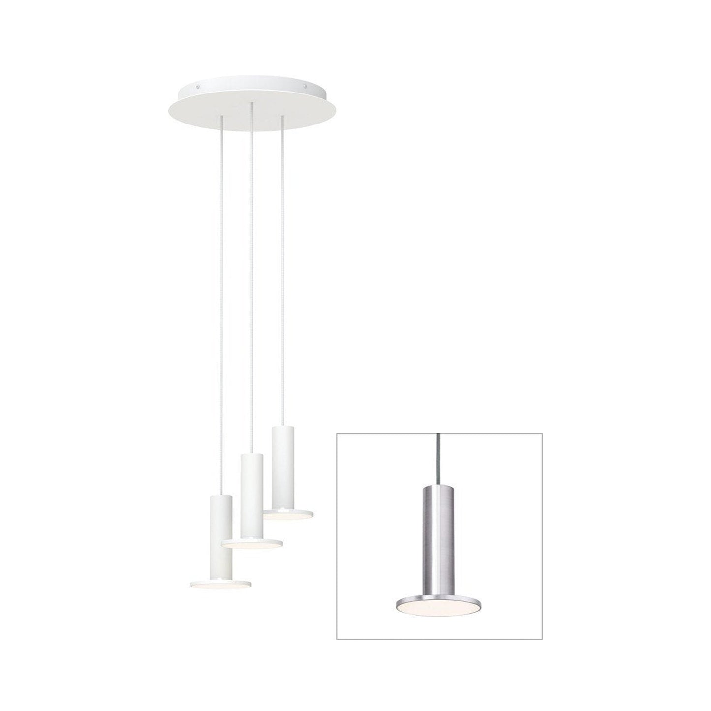 Cielo LED Chandelier in Satin Aluminum/Gray (3-Light).