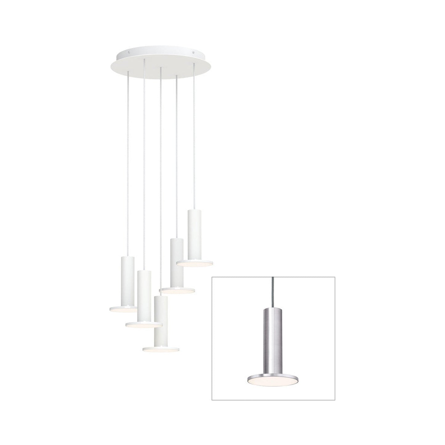 Cielo LED Chandelier in Satin Aluminum/Gray (5-Light).
