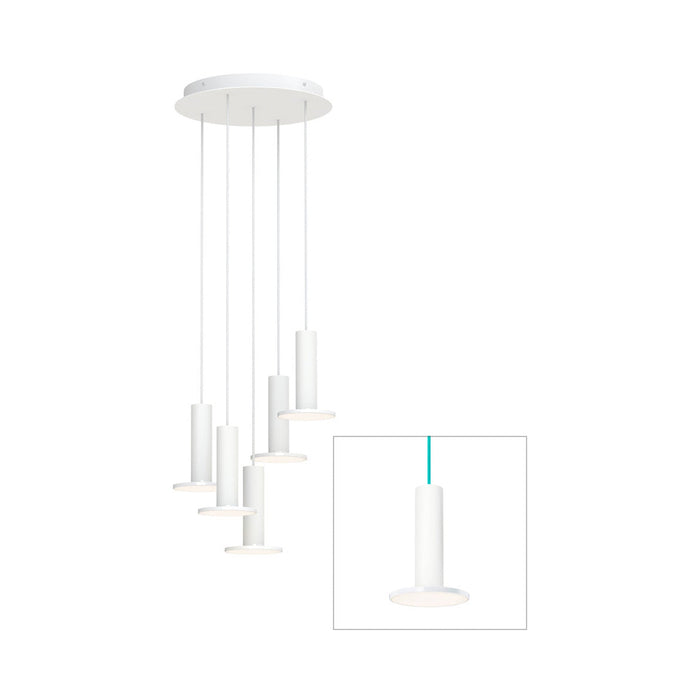 Cielo LED Chandelier in White/Turquoise (5-Light).