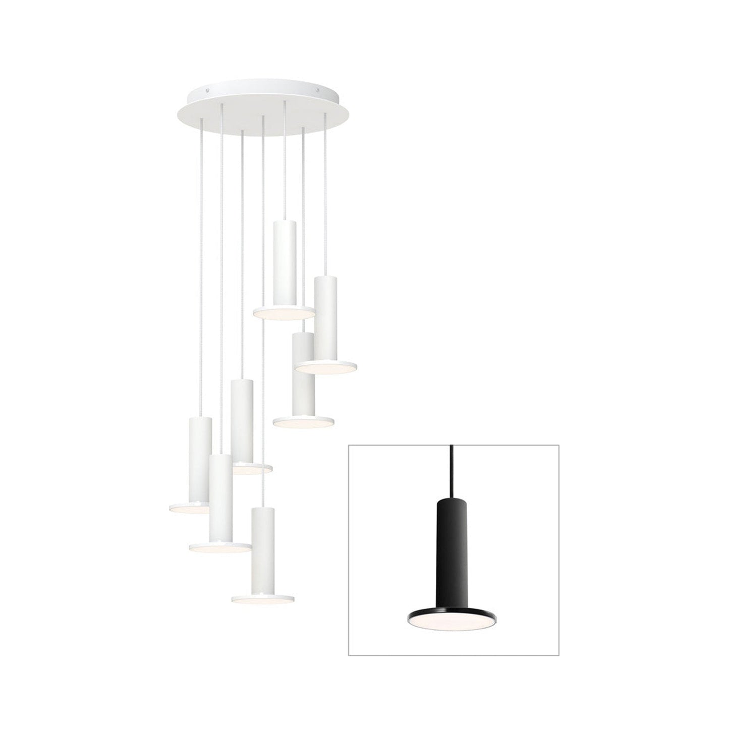 Cielo LED Chandelier in Black/Black (7-Light).