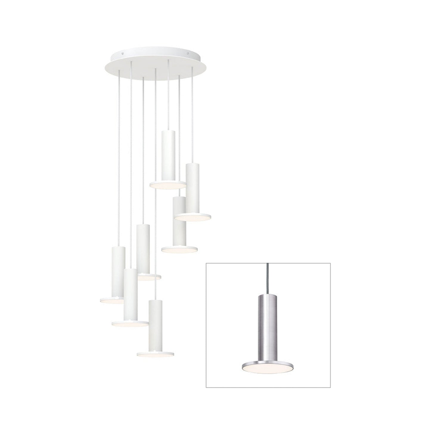 Cielo LED Chandelier in Satin Aluminum/Gray (7-Light).