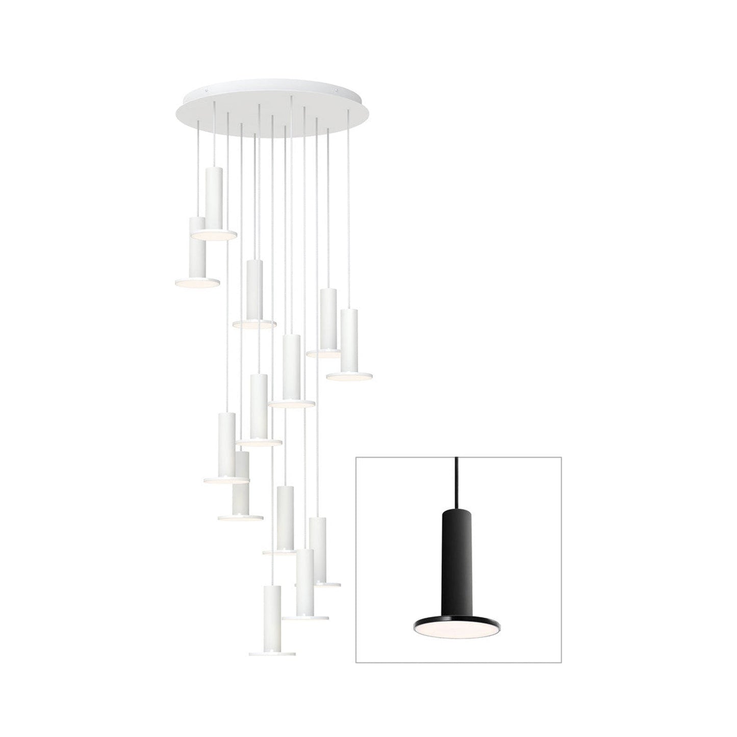 Cielo LED Chandelier in Black/Black (13-Light).