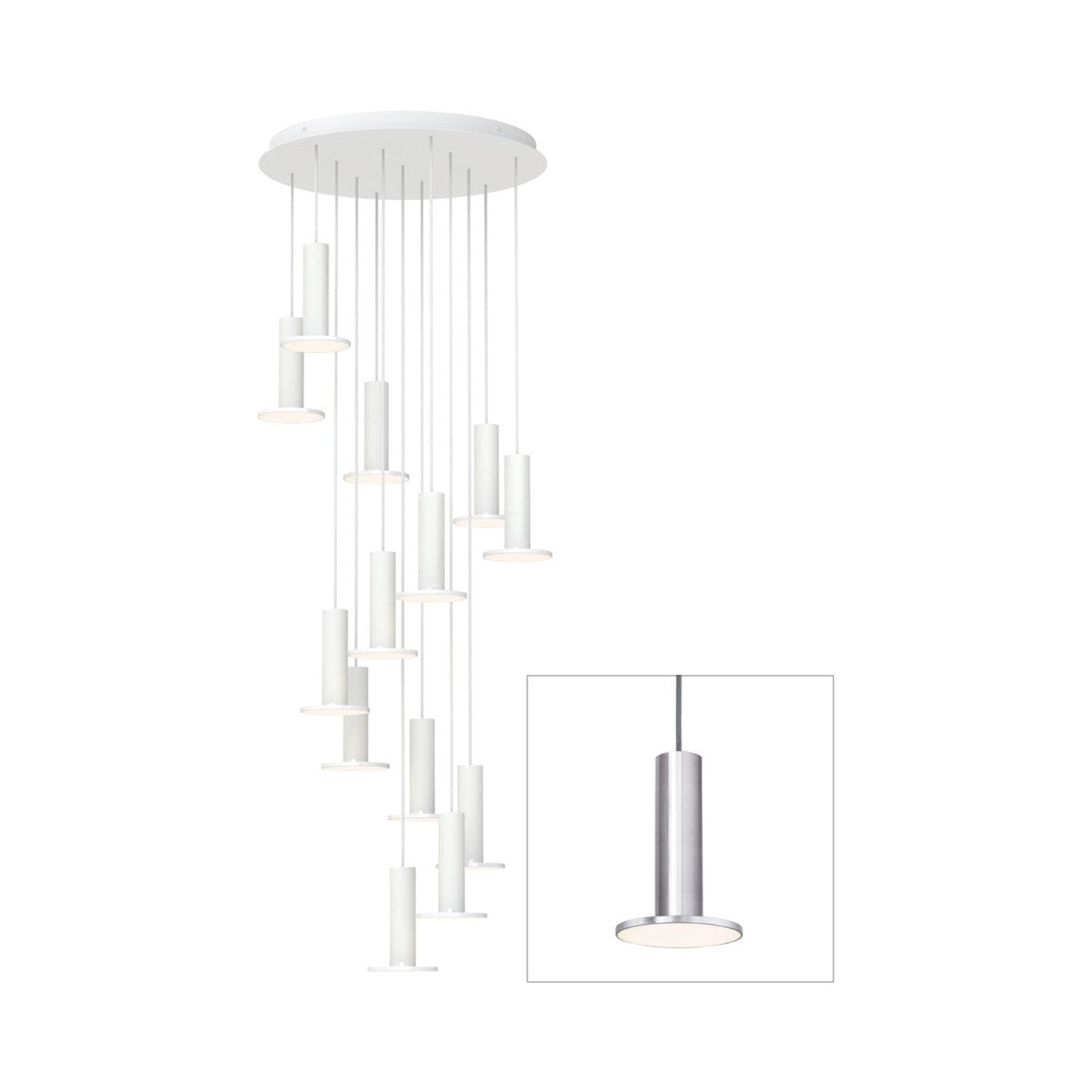 Cielo LED Chandelier in Satin Aluminum/Gray (13-Light).