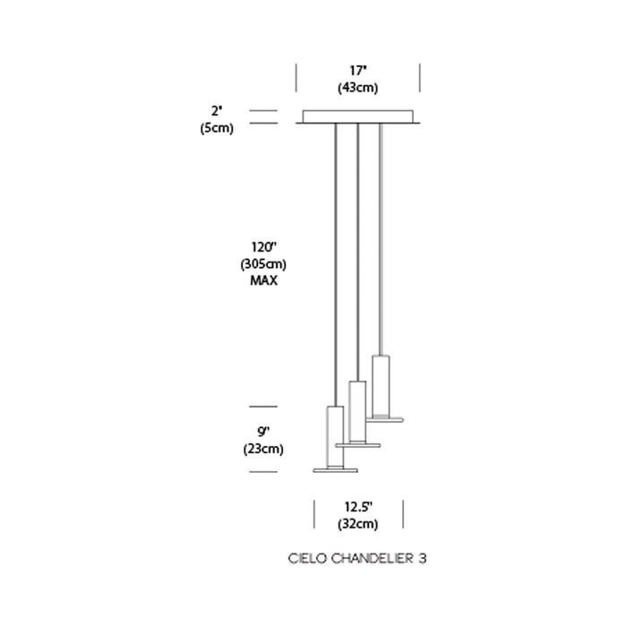Cielo LED Chandelier - line drawing.