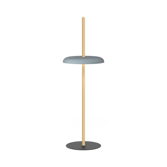 Nivel LED Floor Lamp in Oak/Slate Blue.
