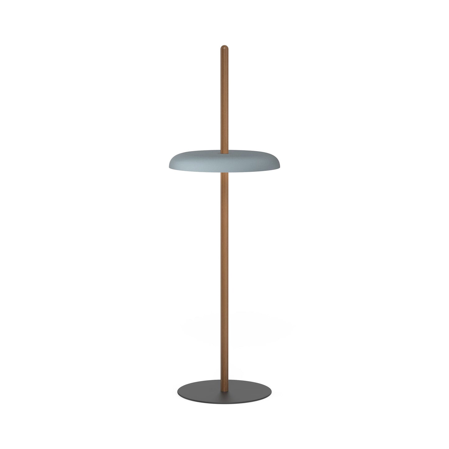 Nivel LED Floor Lamp in Walnut/Slate Blue.