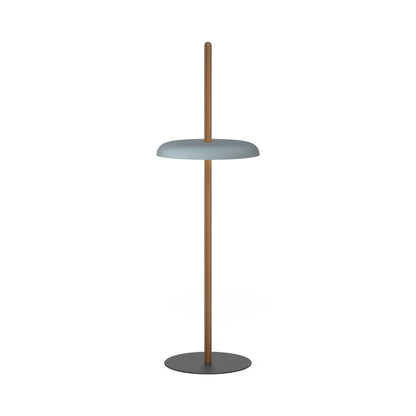 Nivel LED Floor Lamp in Walnut/Slate Blue.