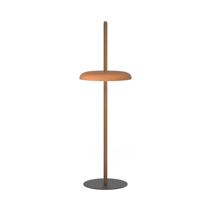 Nivel LED Floor Lamp in Walnut/Terracotta.