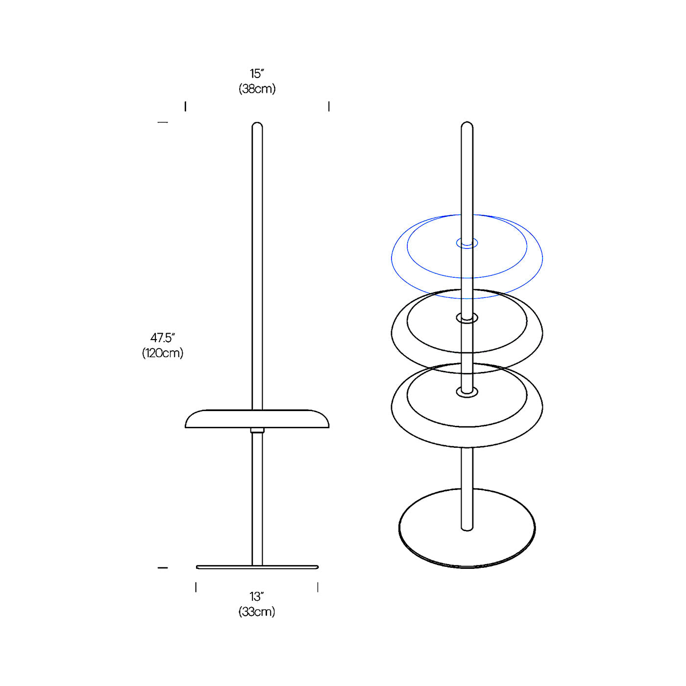 Nivel LED Floor Lamp - line drawing.