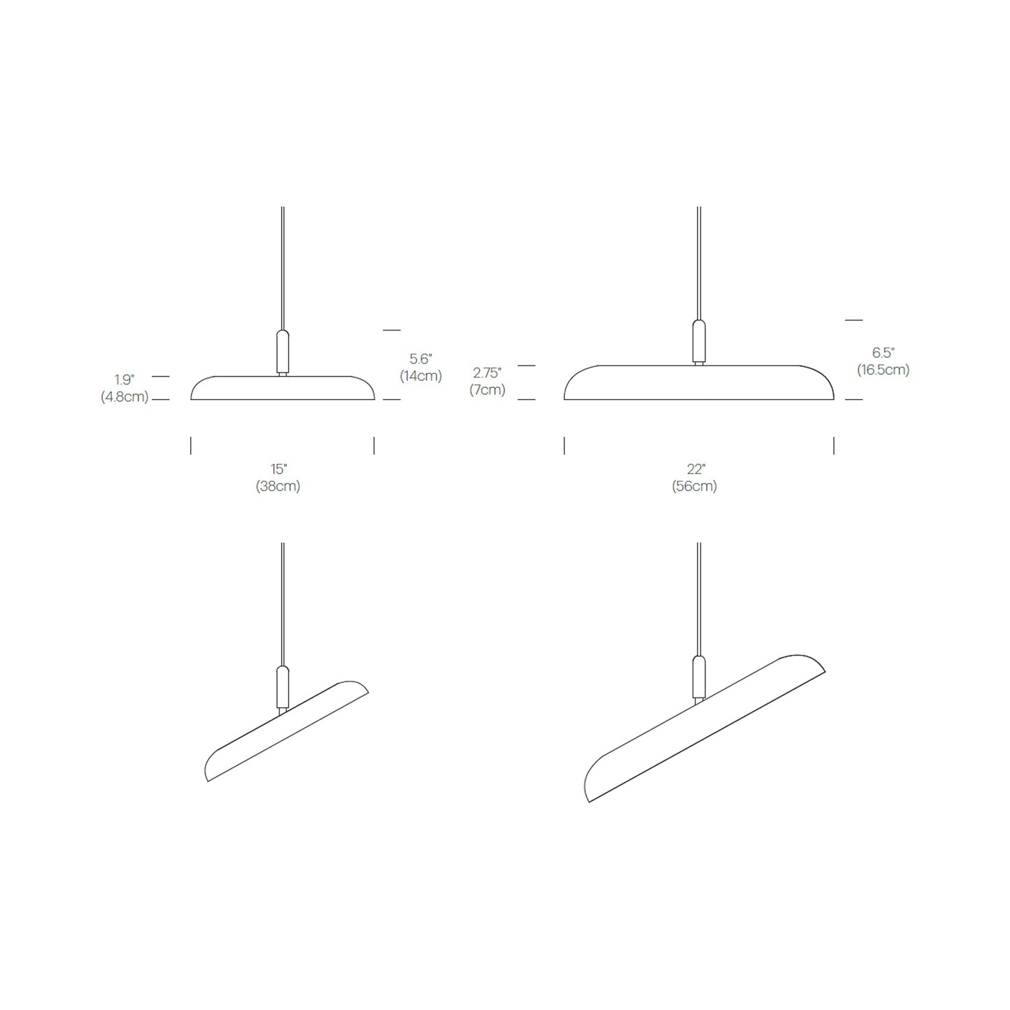 Nivel LED Pendant Light - line drawing.