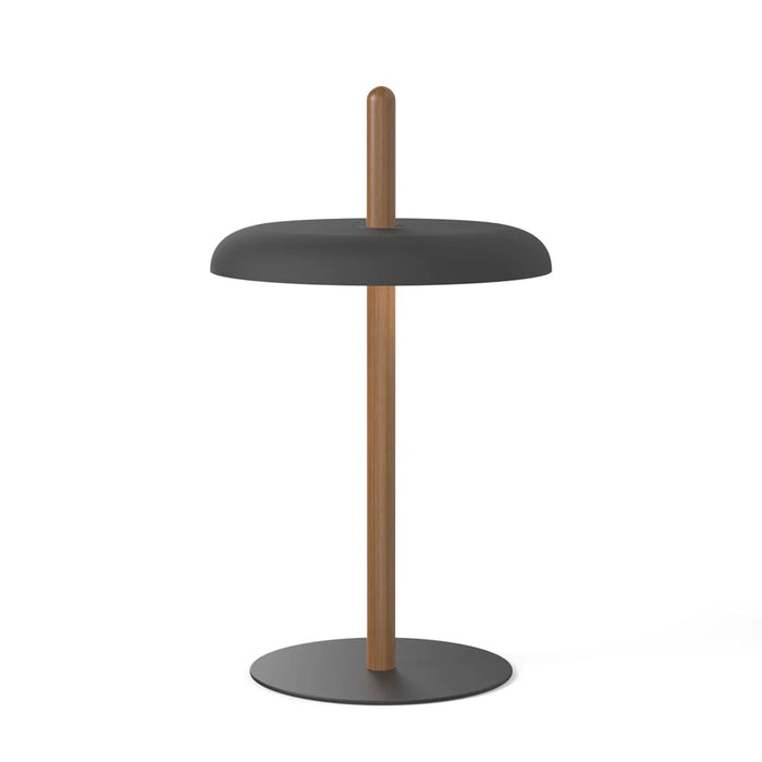 Nivel LED Table Lamp in Walnut/Black.