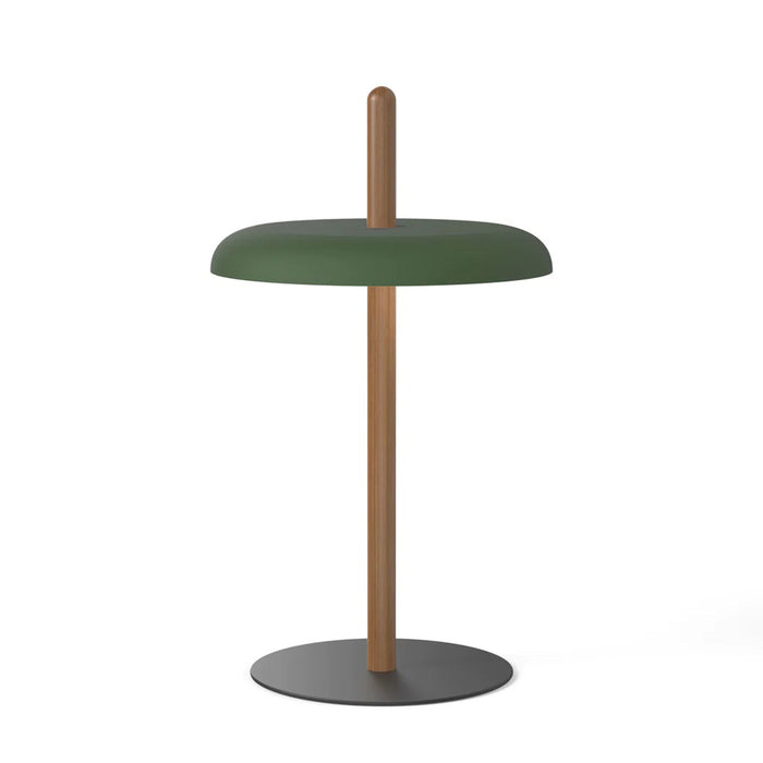 Nivel LED Table Lamp in Walnut/Forest Green.