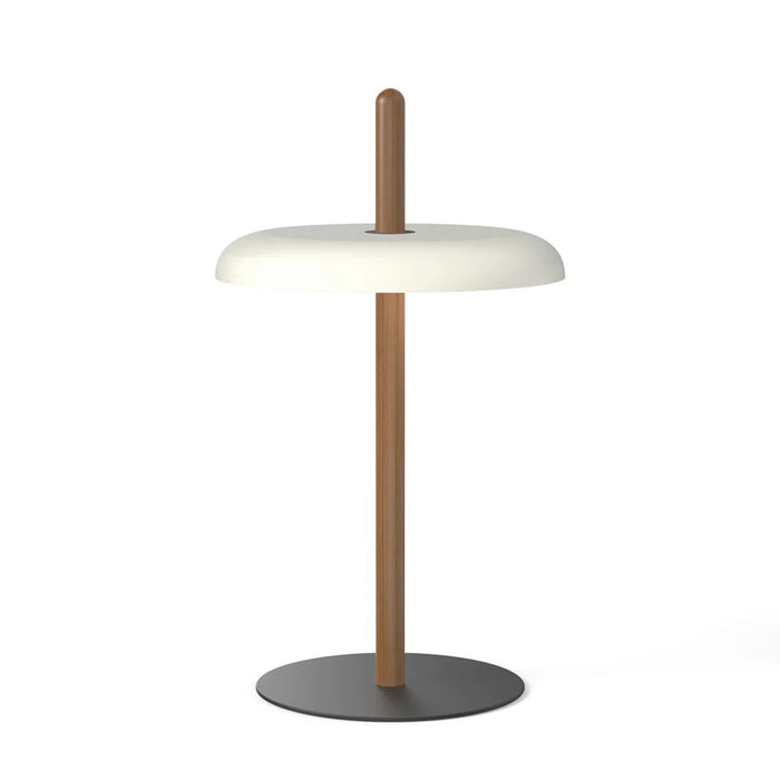 Nivel LED Table Lamp in Walnut/White.