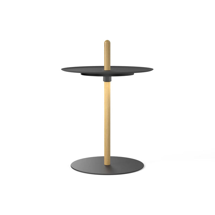 Nivel Pedestal LED Table Lamp in Oak/Black (Small).