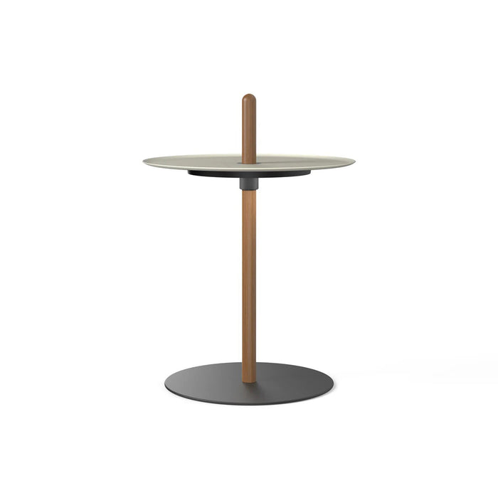 Nivel Pedestal LED Table Lamp in Walnut/White (Small).
