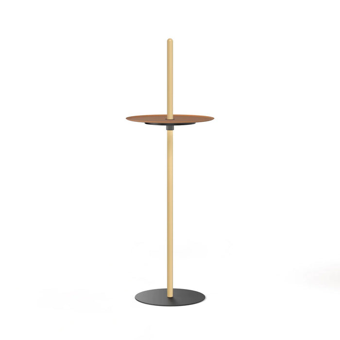 Nivel Pedestal LED Table Lamp in Oak/Terracotta (Large).