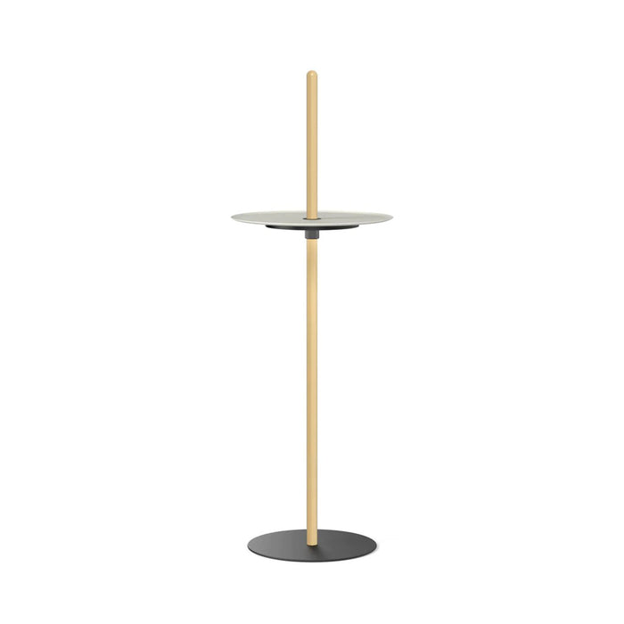 Nivel Pedestal LED Table Lamp in Oak/White (Large).