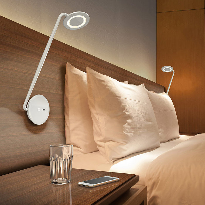 Pixo LED Wall Light in bedroom.