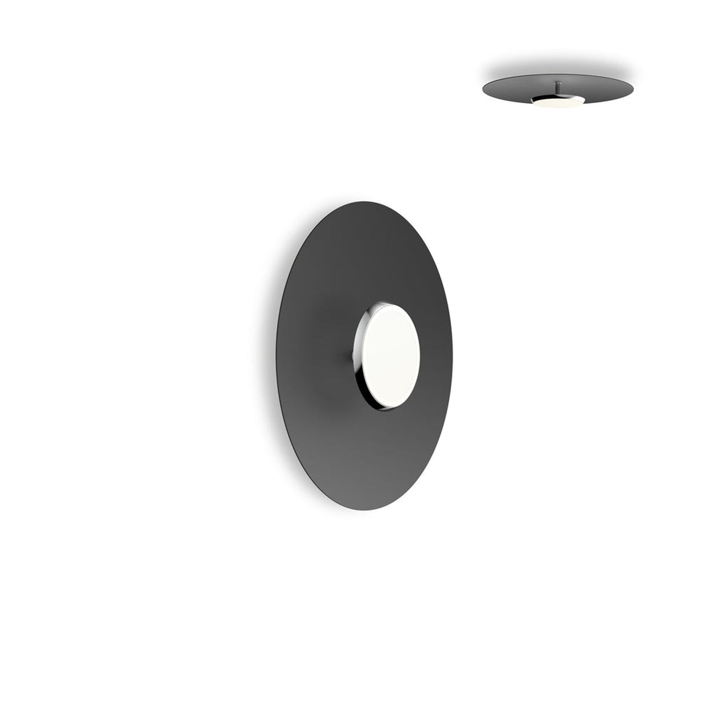 SKY Dome LED Flush Mount Ceiling Light in Polished Aluminum Matte Black (Small).