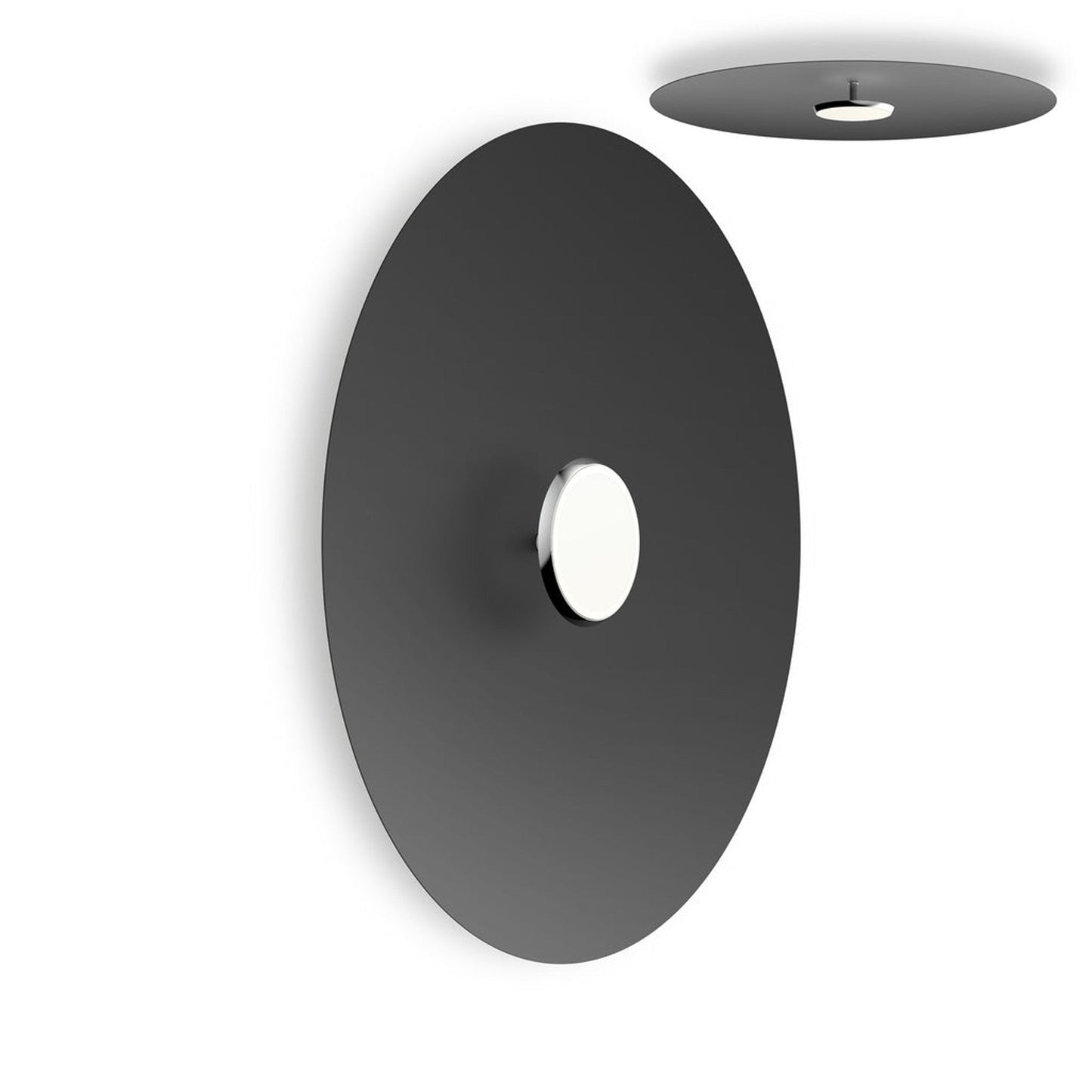 SKY Dome LED Flush Mount Ceiling Light in Polished Aluminum Matte Black (Large).