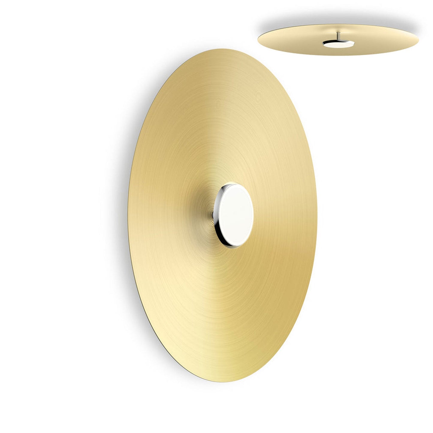 SKY Dome LED Flush Mount Ceiling Light in Polished Aluminum Brushed Brass (Large).