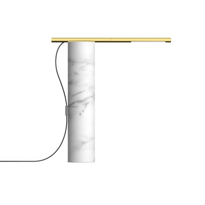 T.O LED Table Lamp in White Marble/Brass.