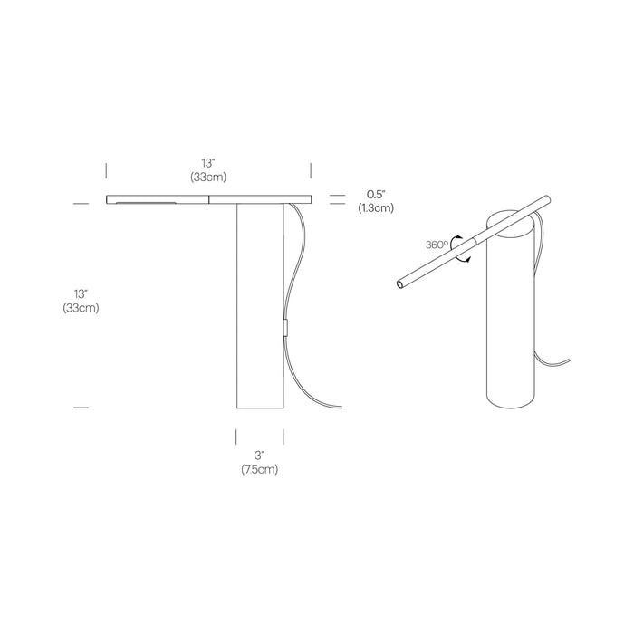 T.O LED Table Lamp - line drawing.