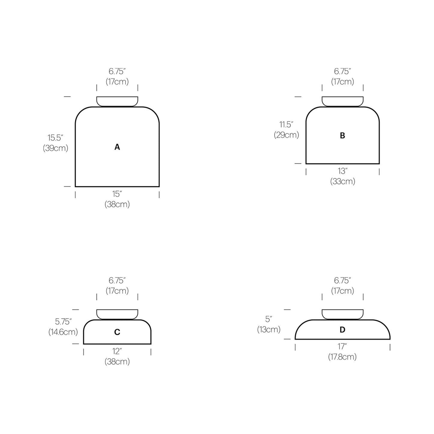 Totem LED Flush Mount Ceiling Light - line drawing.