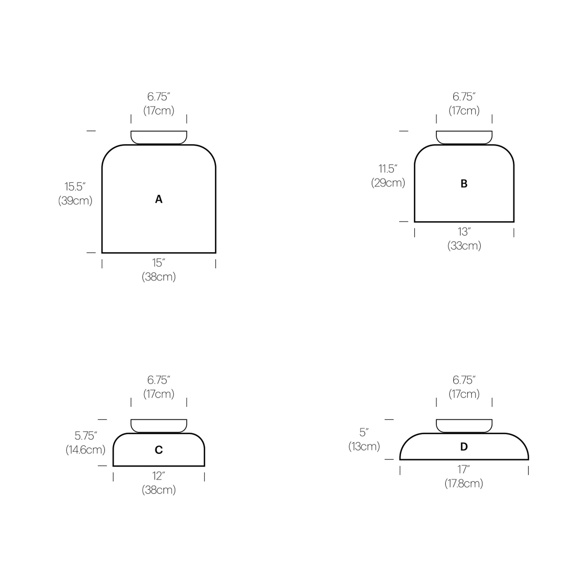Totem LED Flush Mount Ceiling Light - line drawing.