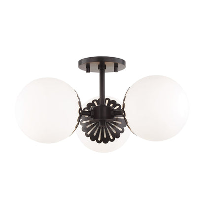 Paige 3-Light Semi-Flush Mount Ceiling Light in Old Bronze.