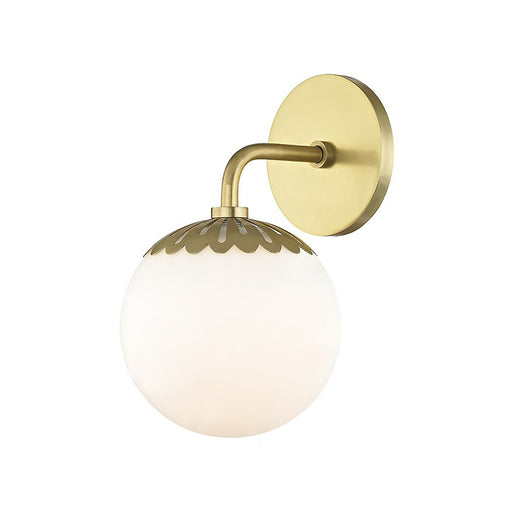 Paige Bath Vanity Light in White and Brass.