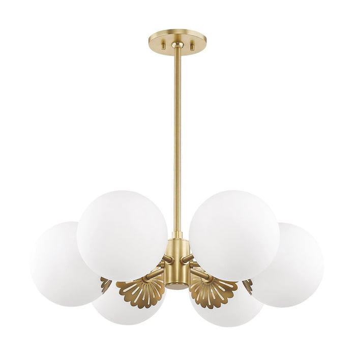 Paige Chandelier in White and Brass.