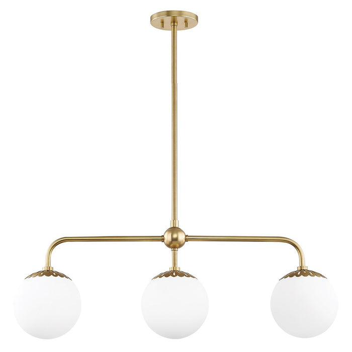 Paige Linear Suspension Light in White and Brass.