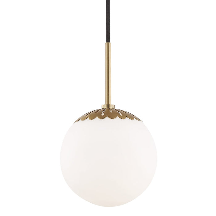 Paige Pendant Light in White and Brass.