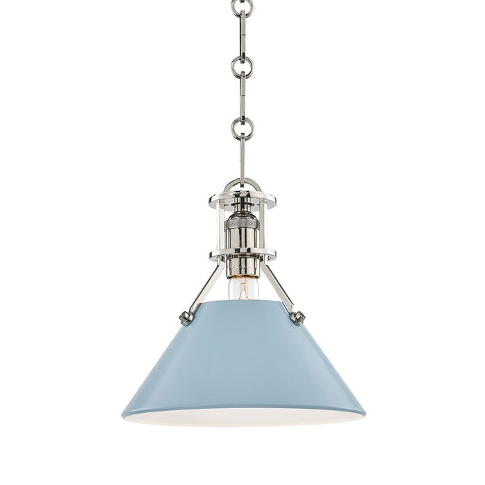 Painted No.2 Pendant Light in Small/Polished Nickel/Blue Bird.