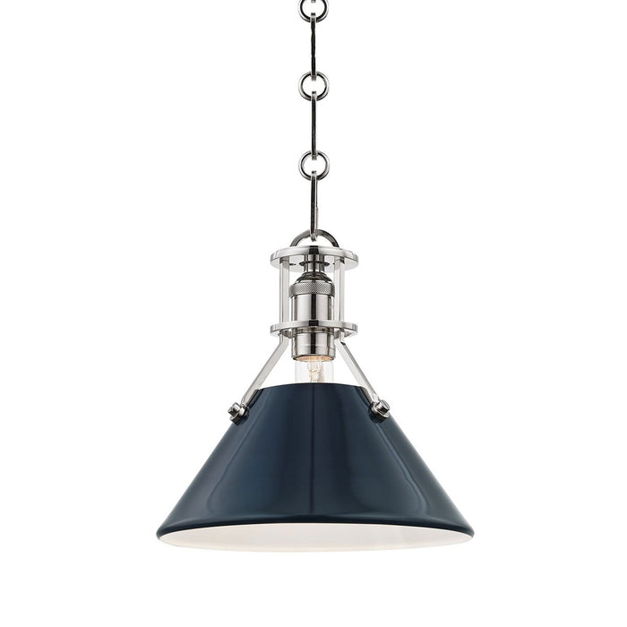 Painted No.2 Pendant Light in Small/Polished Nickel/Darkest Blue.