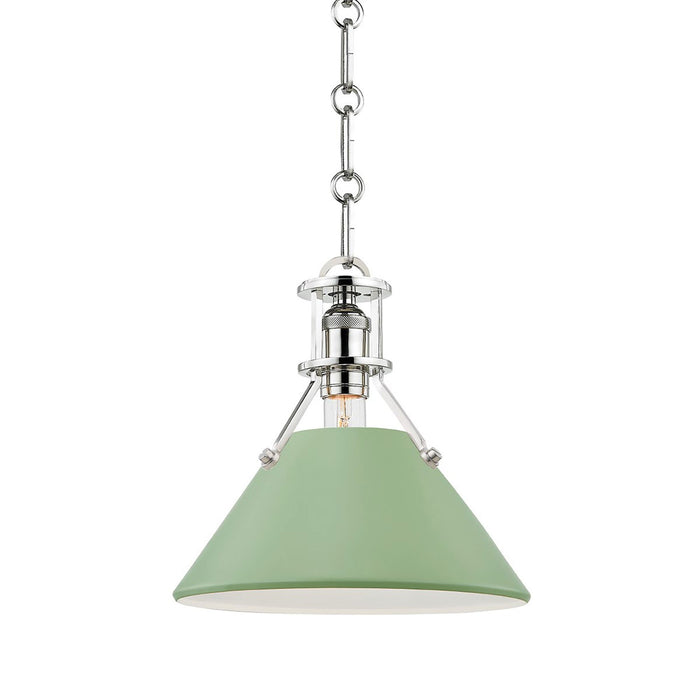 Painted No.2 Pendant Light in Small/Polished Nickel/Leaf Green.