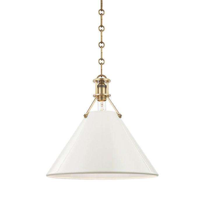 Painted No.2 Pendant Light in Large/Aged Brass/Off White.
