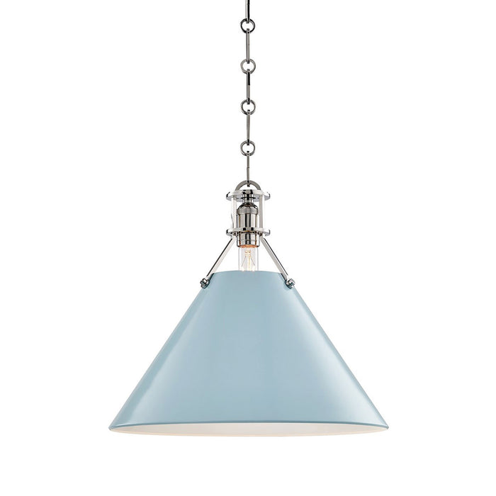 Painted No.2 Pendant Light in Large/Polished Nickel/Blue Bird.
