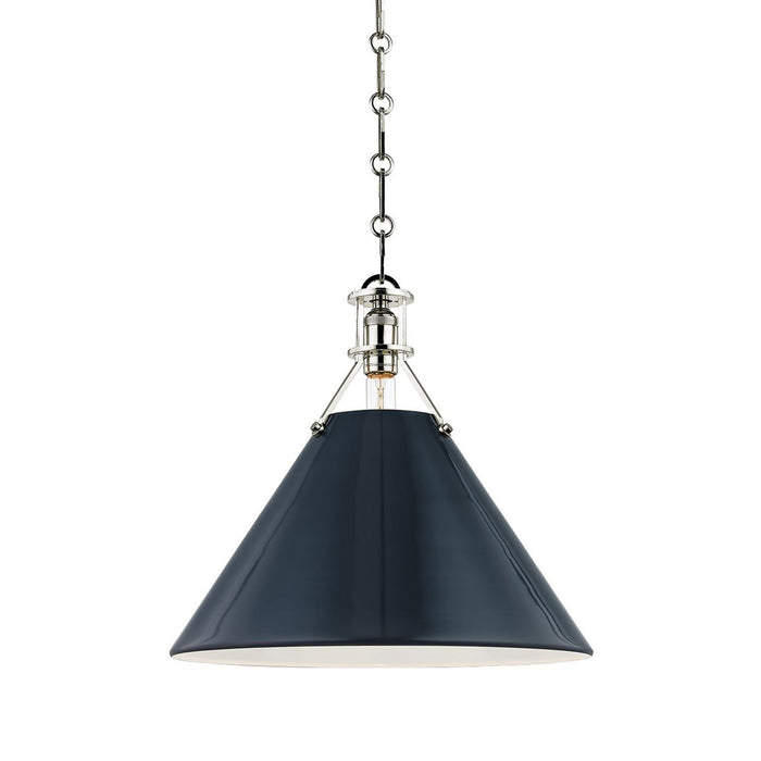 Painted No.2 Pendant Light in Large/Polished Nickel/Darkest Blue.