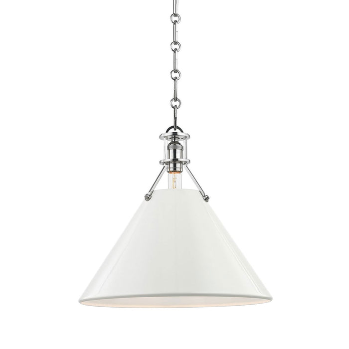 Painted No.2 Pendant Light in Large/Polished Nickel/Off White.