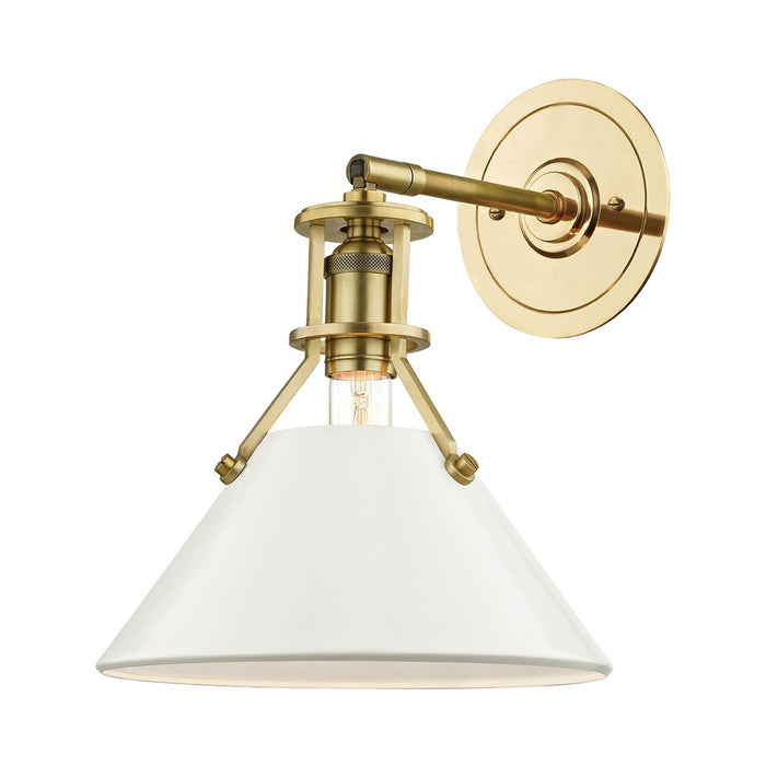 Painted No.2 Wall Light in Aged Brass/Off White.