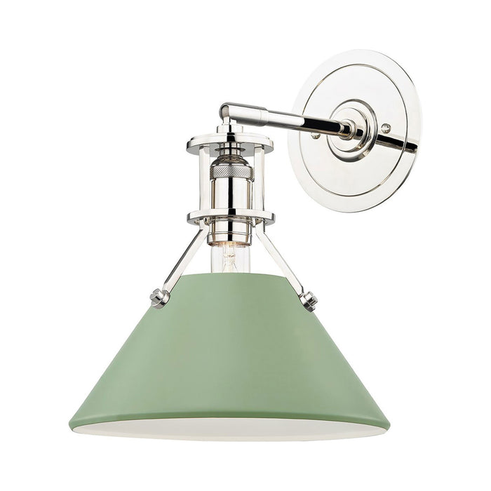 Painted No.2 Wall Light in Polished Nickel/Leaf Green.