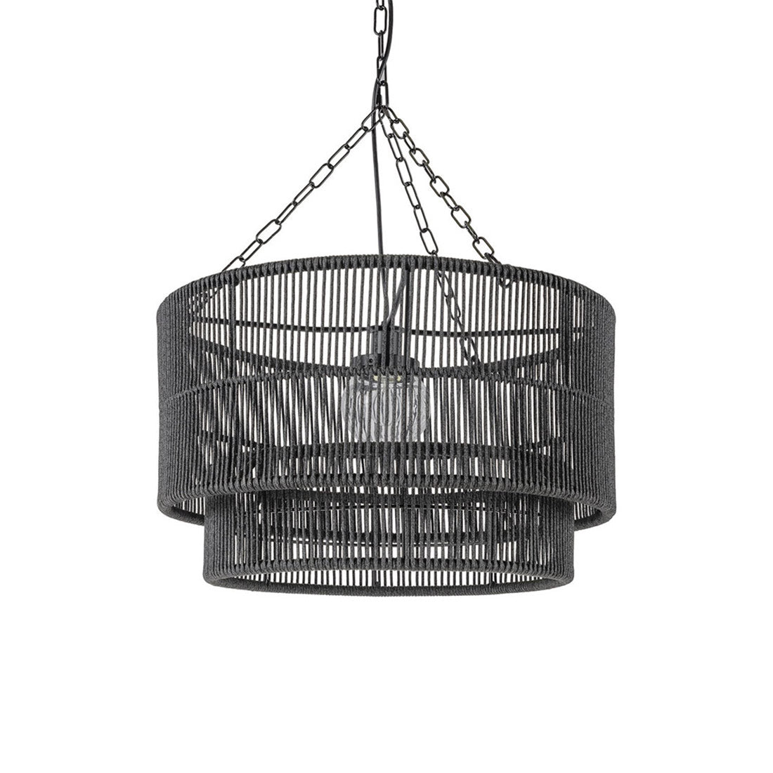 Tanner Outdoor Drum Pendant Light in Black.