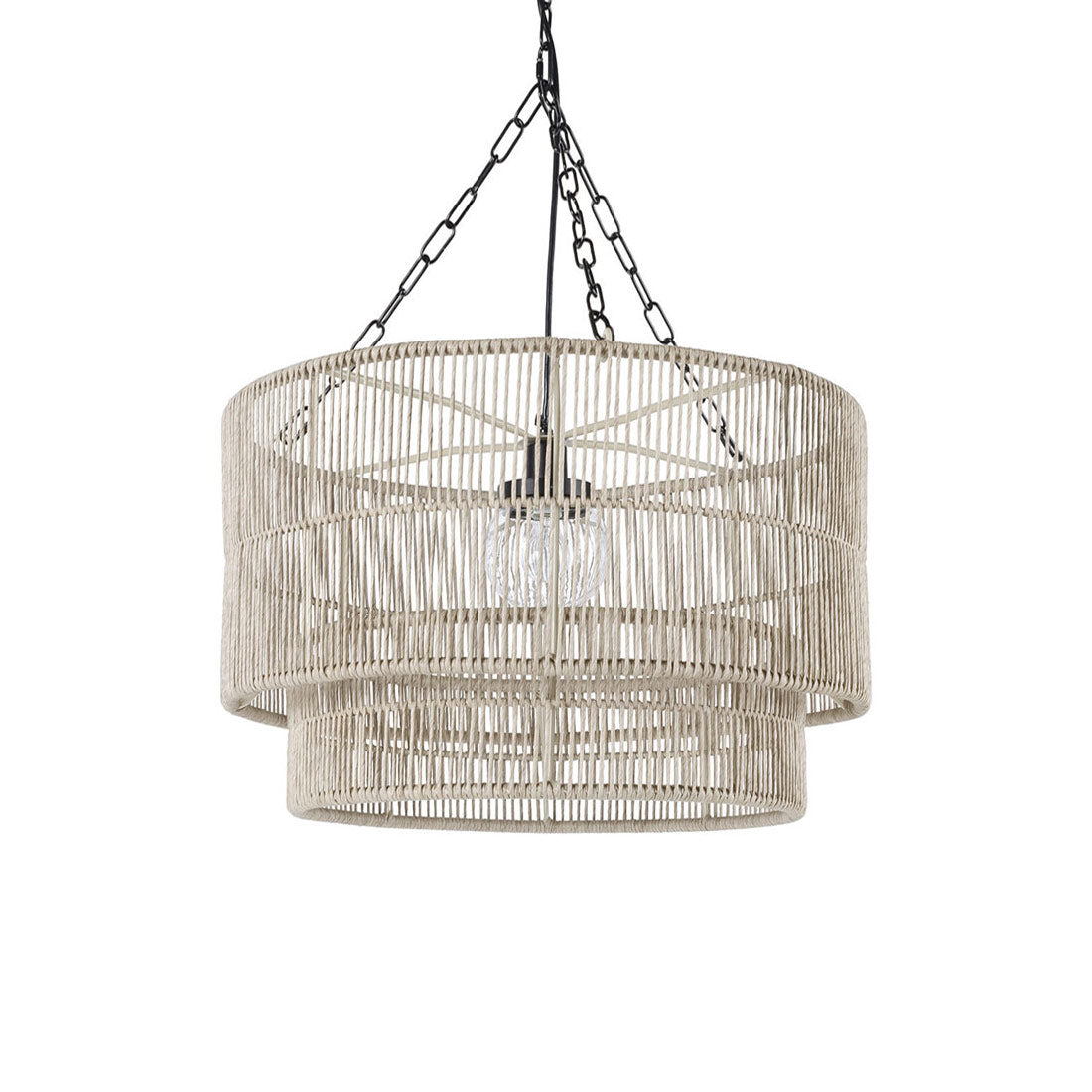 Tanner Outdoor Drum Pendant Light in Natural.